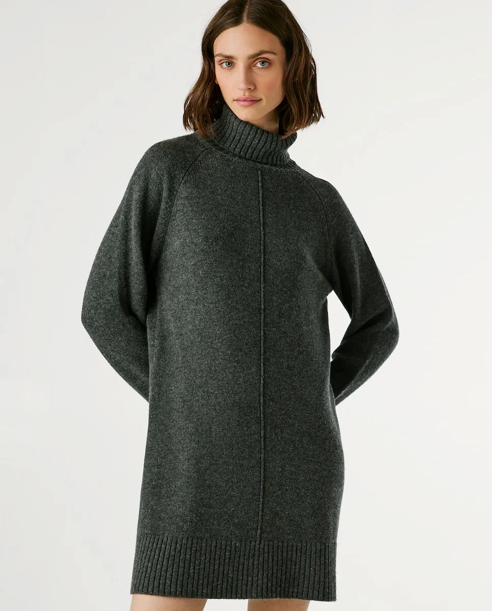 

Короткое трикотажное платье с высоким воротником Pepe Jeans, темно-серый