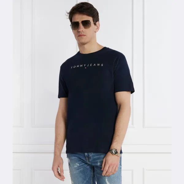 Футболка с линейным логотипом, расширенная футболка обычного кроя Tommy Hilfiger, синий — фото 2