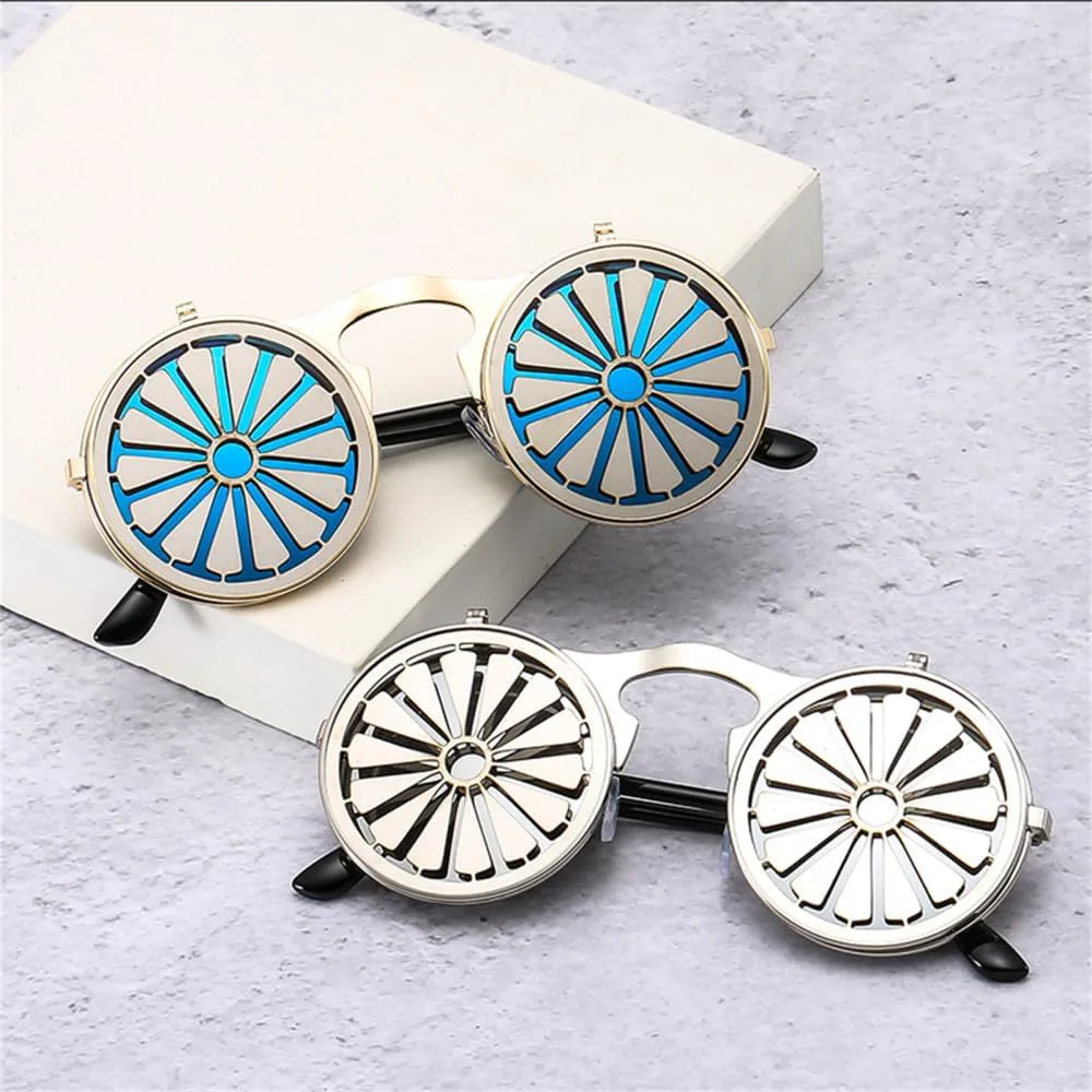 

Ретро круглые металлические панк-очки в стиле стимпанк, большие солнцезащитные очки для мужчин, винтажные солнцезащитные очки в стиле стимпанк для женщин HDUBFY, 3