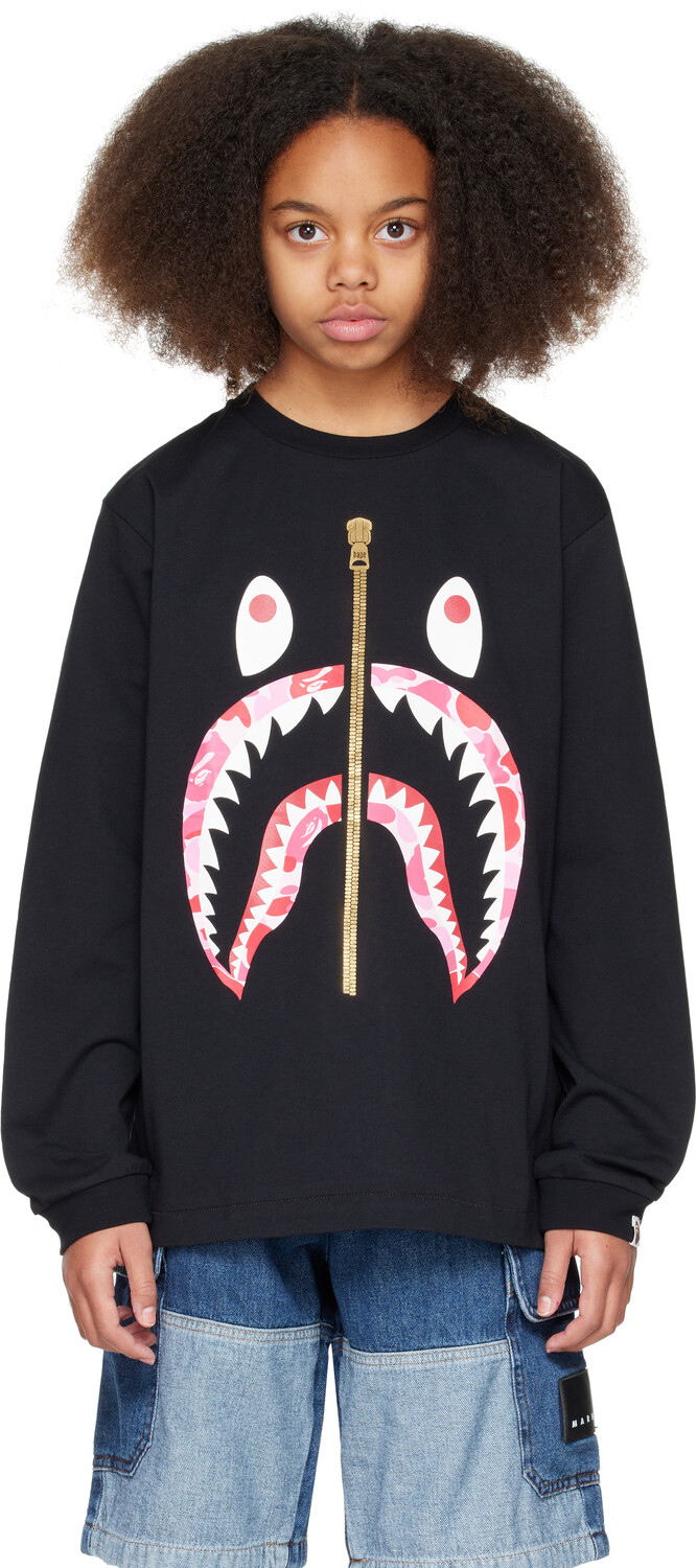 

Детская черная футболка ABC Camo Shark L/S BAPE