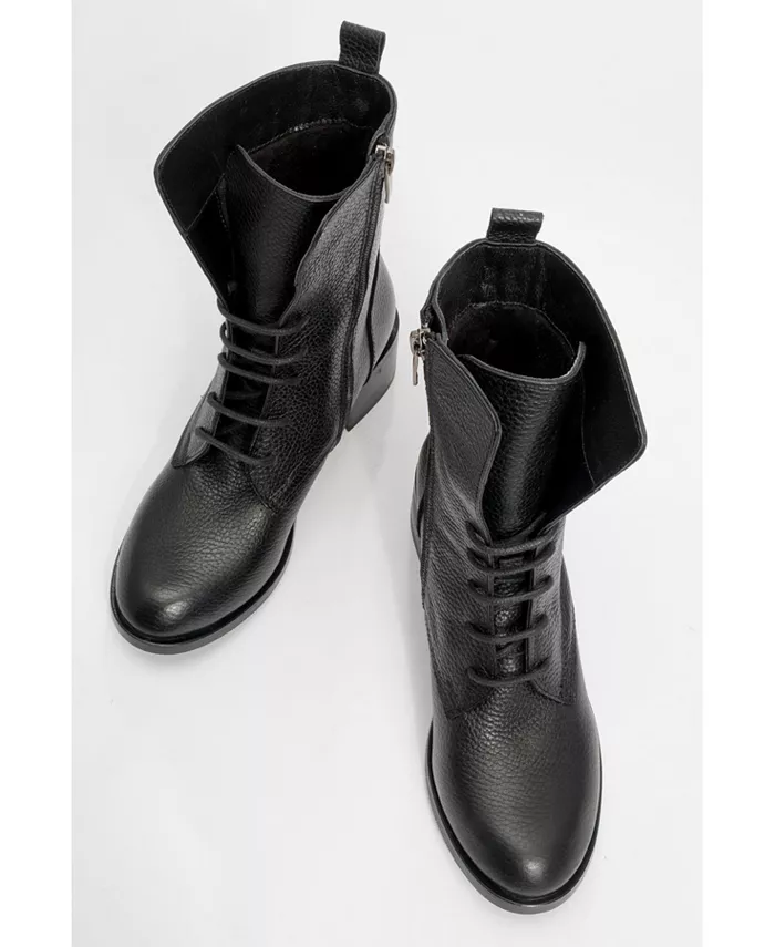 Кожаные ботинки Lana на блочном каблуке (женские) Forever & Always Shoes, черный — фото 2