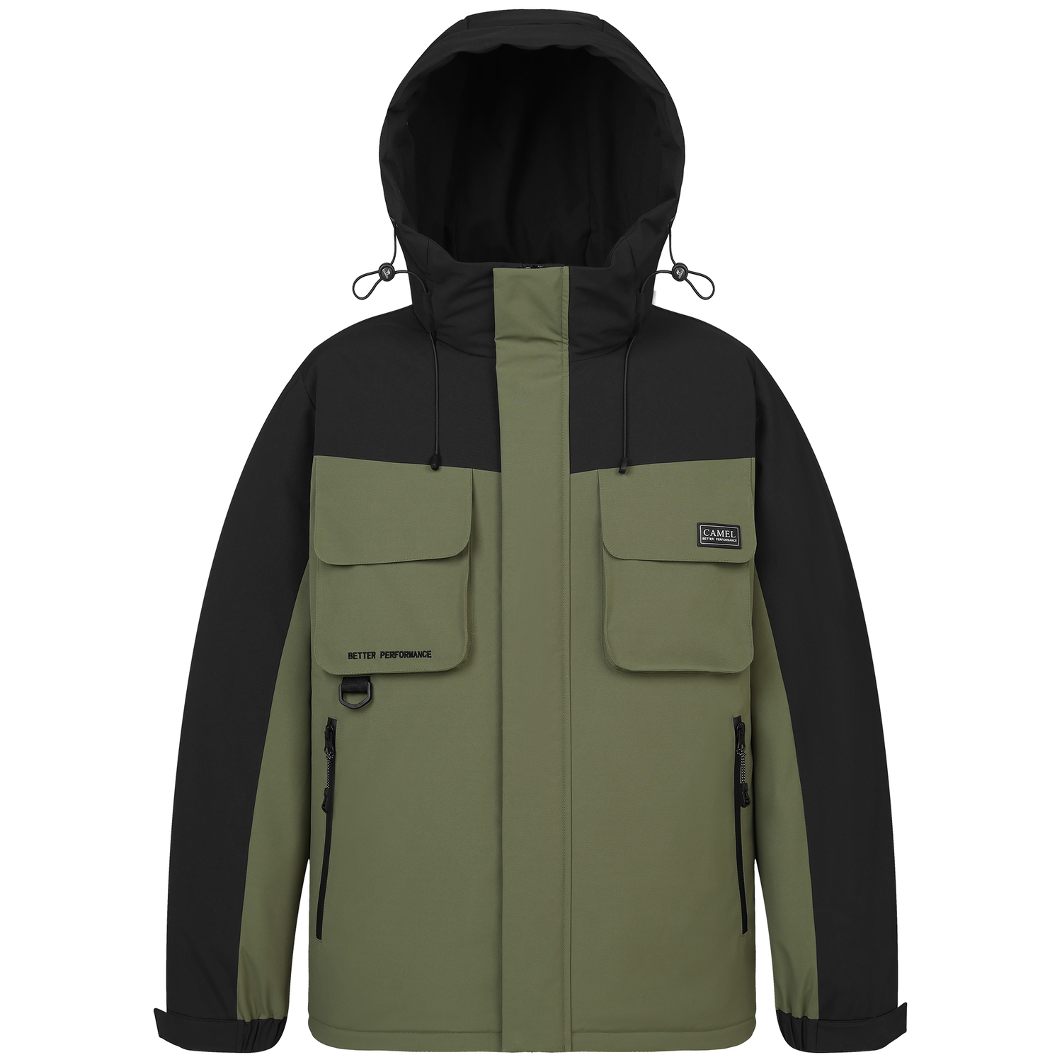 

CAMEL Теплая флисовая серия пуховик Unisex, Dark Olive Green/Phantom Black