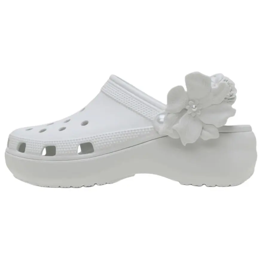 Crocs Классические женские белые туфли-сабо на платформе с букетом