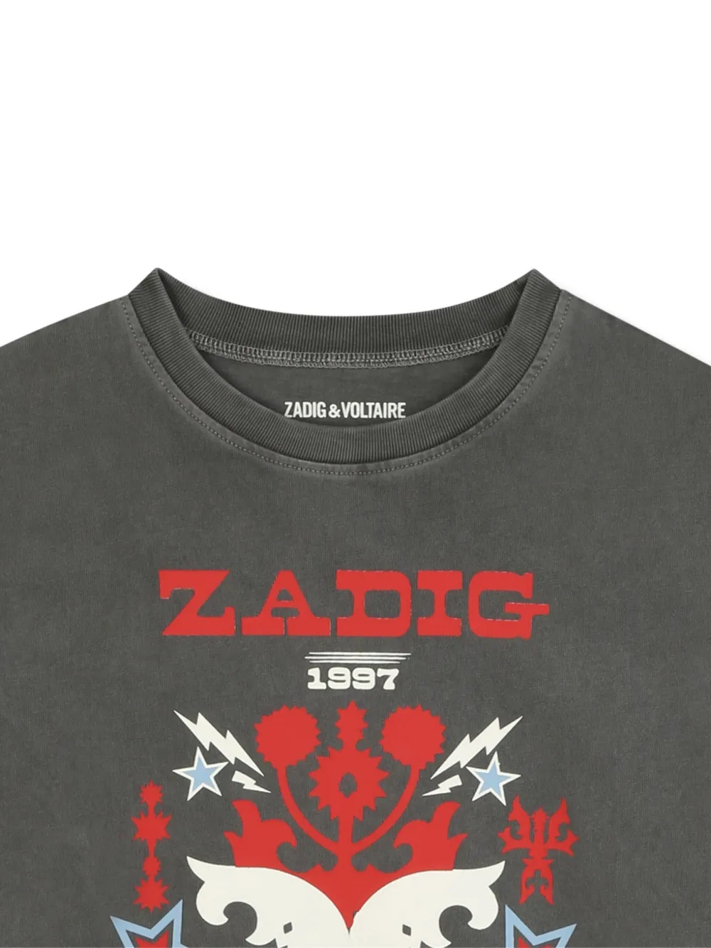 Футболка с графичным принтом Zadig & Voltaire Kids, серый — фото 3