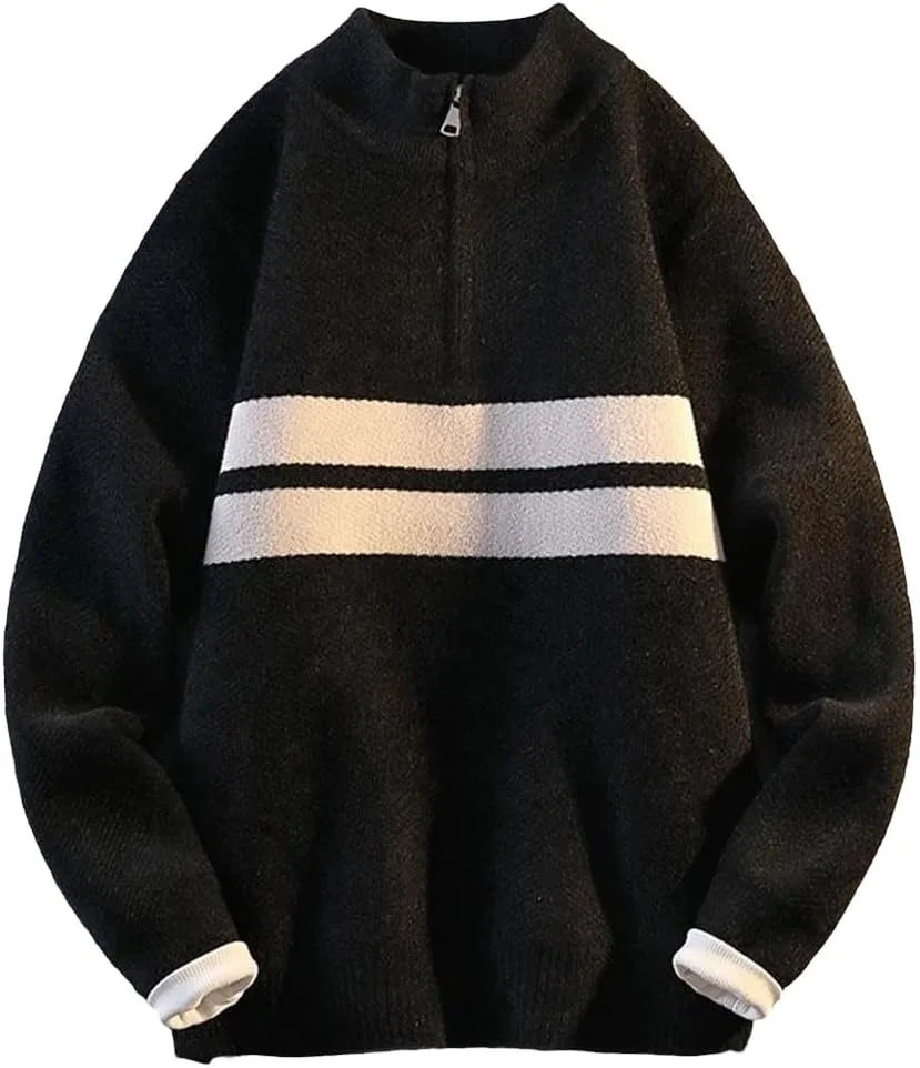 

Мужской вязаный свитер кардиган с цветными блоками