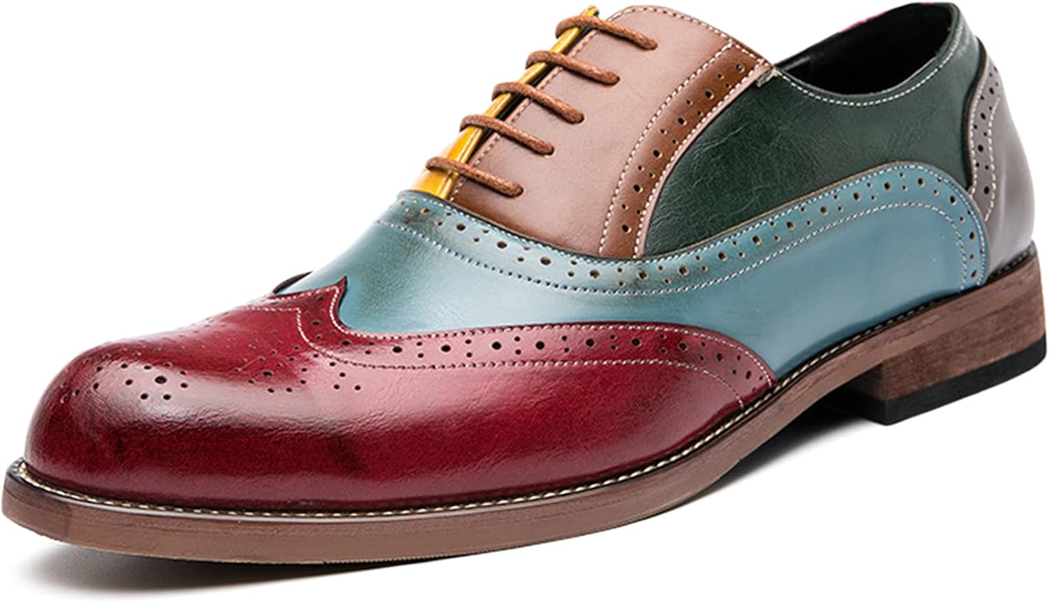 

Мужские броги дерби, формальные туфли, оксфорды на шнуровке, кожаные, стильные, свадебные, офисные, деловые туфли оксфорды, красные - US10.5/UK9.5/EU43 Wknbeu