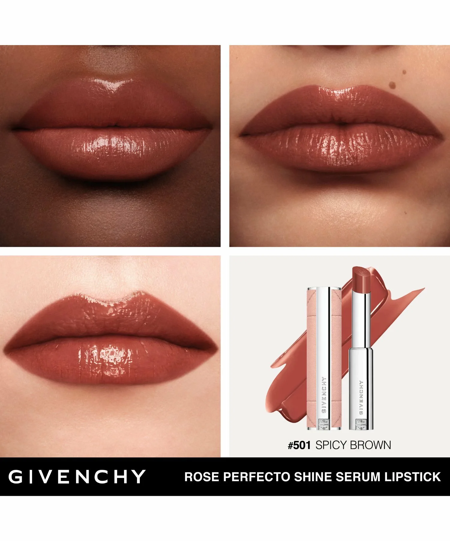 Блеск для губ Розовый идеальный блеск Givenchy Beauty, No. 501 Spicy Brown — фото 3