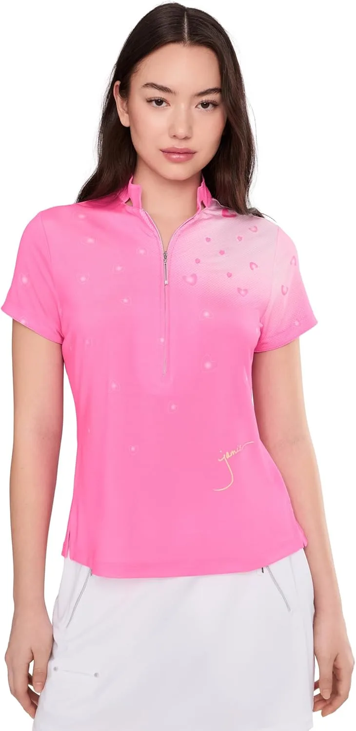 

Jamie Sadocks Womens Happy Heart топ с коротким рукавом и молнией на горловине