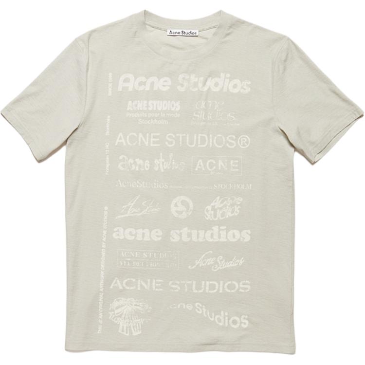 

Футболка из органического хлопка с принтом логотипа Acne Studios, цвет травяной зелёный