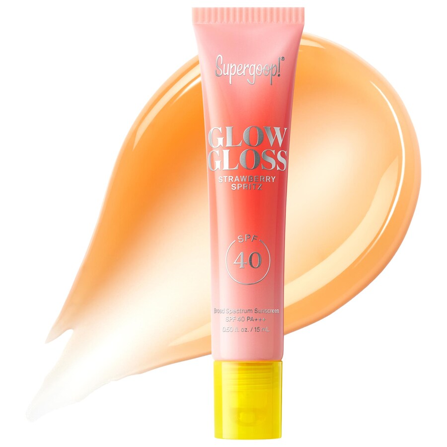 

Блеск для губ Glow Gloss SPF 40 с пептидами и маслом ши Supergoop!, 0.5 oz/15 mL, Strawberry Spritz