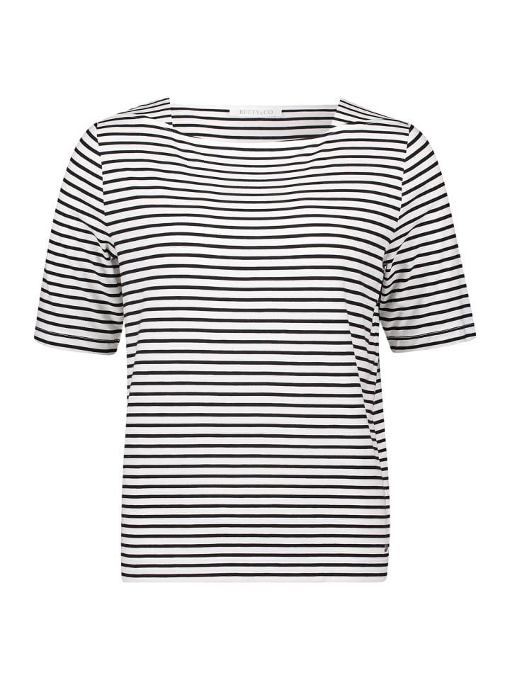 

Полосатая рубашка с вырезом-лодочкой в белом/черном цвете BETTY & CO