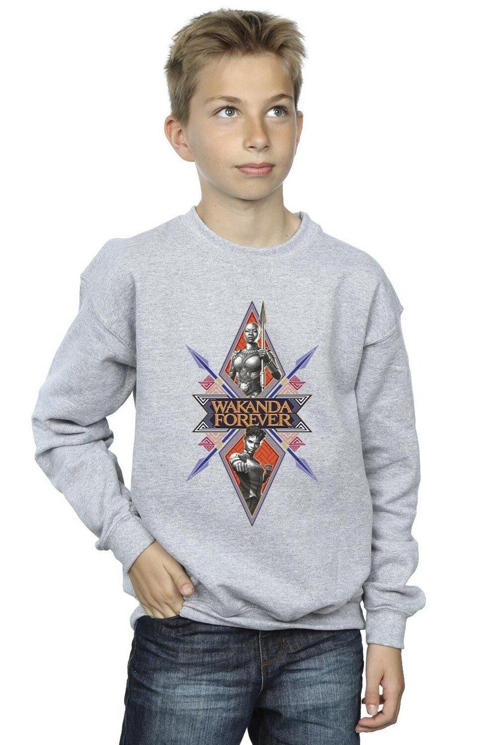 

Толстовка Wakanda Forever Tribal Spear на груди Marvel, серый