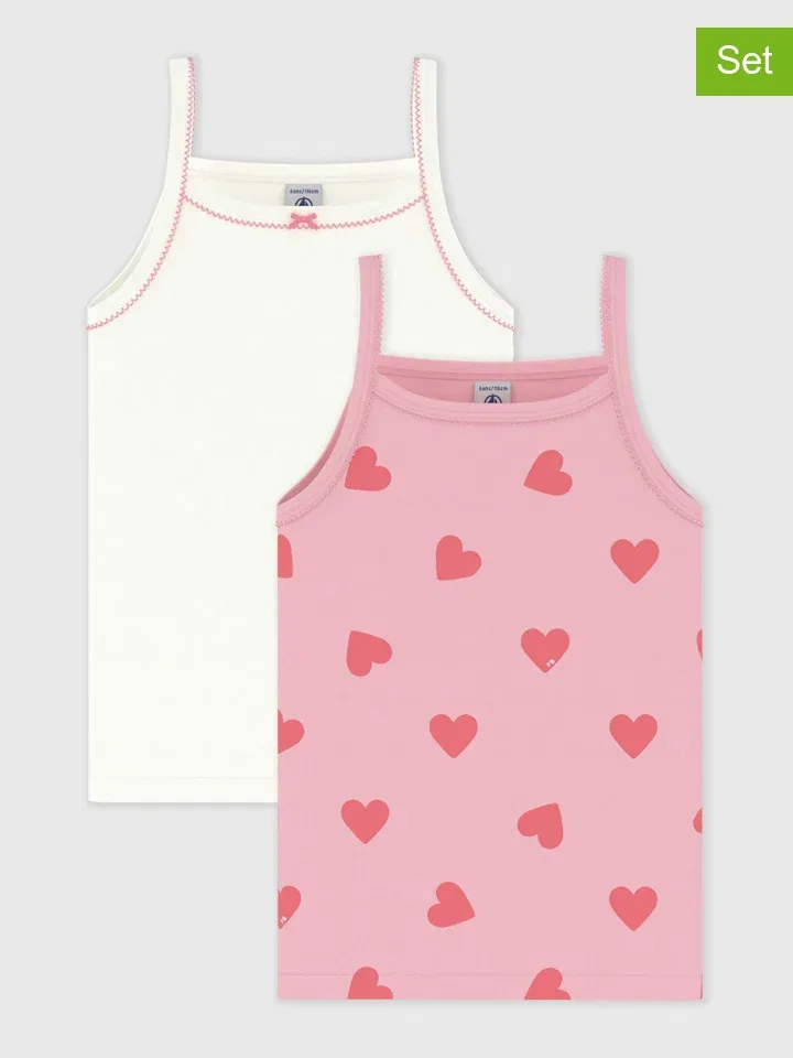Подгузники из хлопка, набор из 2 штук, PETIT BATEAU, белый/розовый