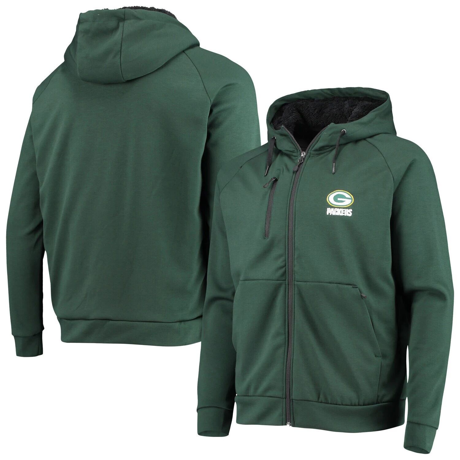 

Мужская толстовка реглан с молнией во всю длину Dunbrooke Green Green Bay Packers Shag Tri-Blend
