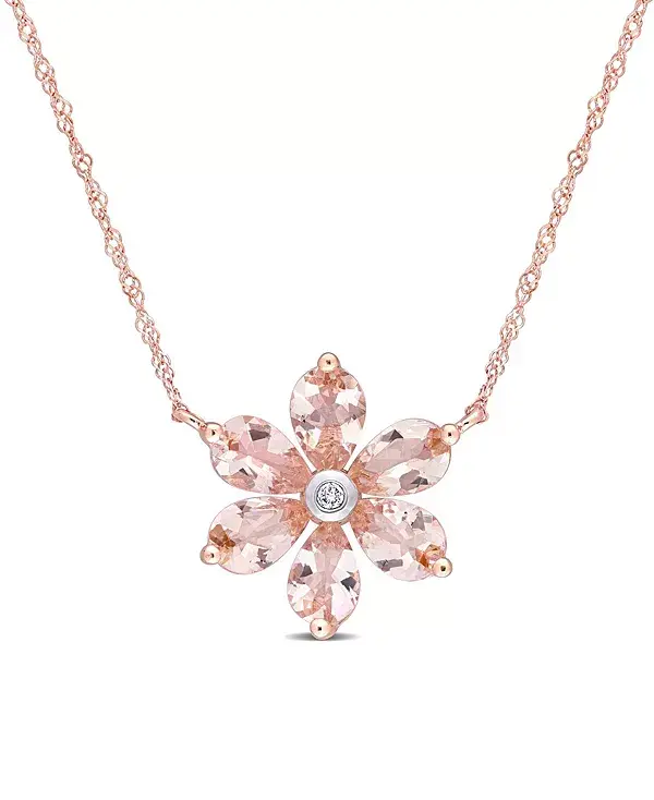 

Цветочное ожерелье с морганитом и бриллиантами Macy'S, pink