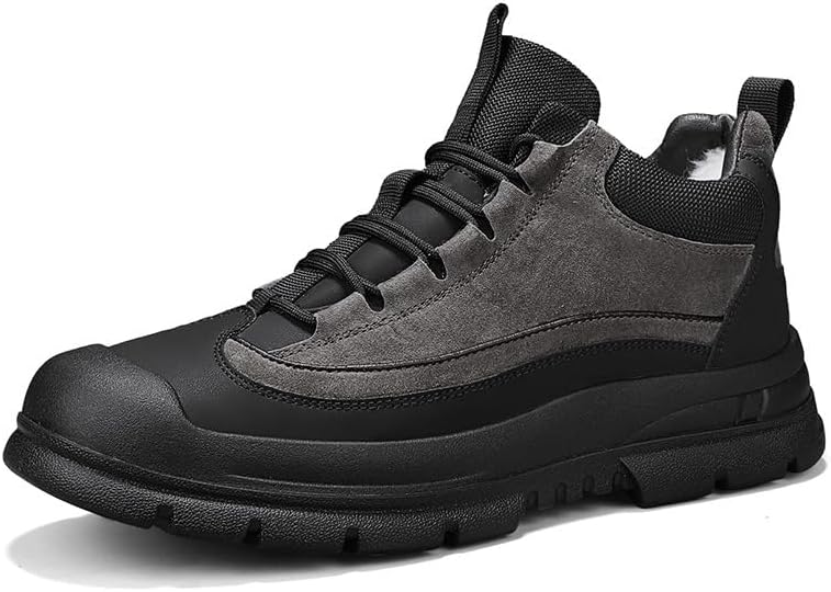 

Мужские утепленные трекинговые ботильоны с меховой подкладкой, шнуровкой, зимние, водоотталкивающие, для пеших прогулок и снега, на холодную погоду, с противоскользящей подошвой, легкие и удобные кроссовки для снега Hhhchpm, серый