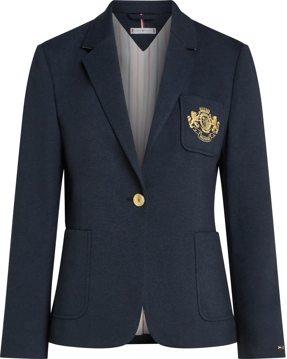 

Короткий пиджак Tommy Hilfiger "HERITAGE CREST SLIM SB BLAZER" с вышитым логотипом, цвет Desert Sky