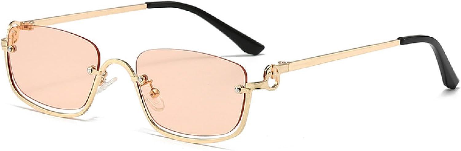 

Женские солнцезащитные очки в металлической нижней оправе, модные солнцезащитные очки в маленькой квадратной оправе, солнцезащитные очки с защитой от УФ-излучения EHUANDJUE, Black Color: Gold Frame Gray Film