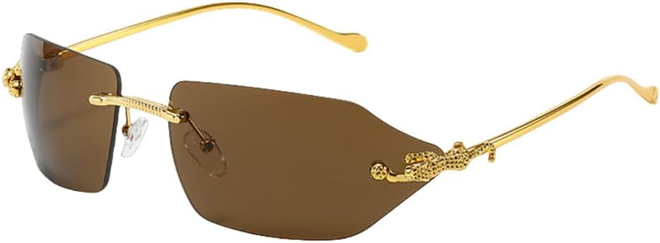 

Мужские солнцезащитные очки, модные прямоугольные, женские металлические, роскошные, с леопардовым принтом, классические, с защитой от УФ-излучения UV400 TVTBBVV, Brown