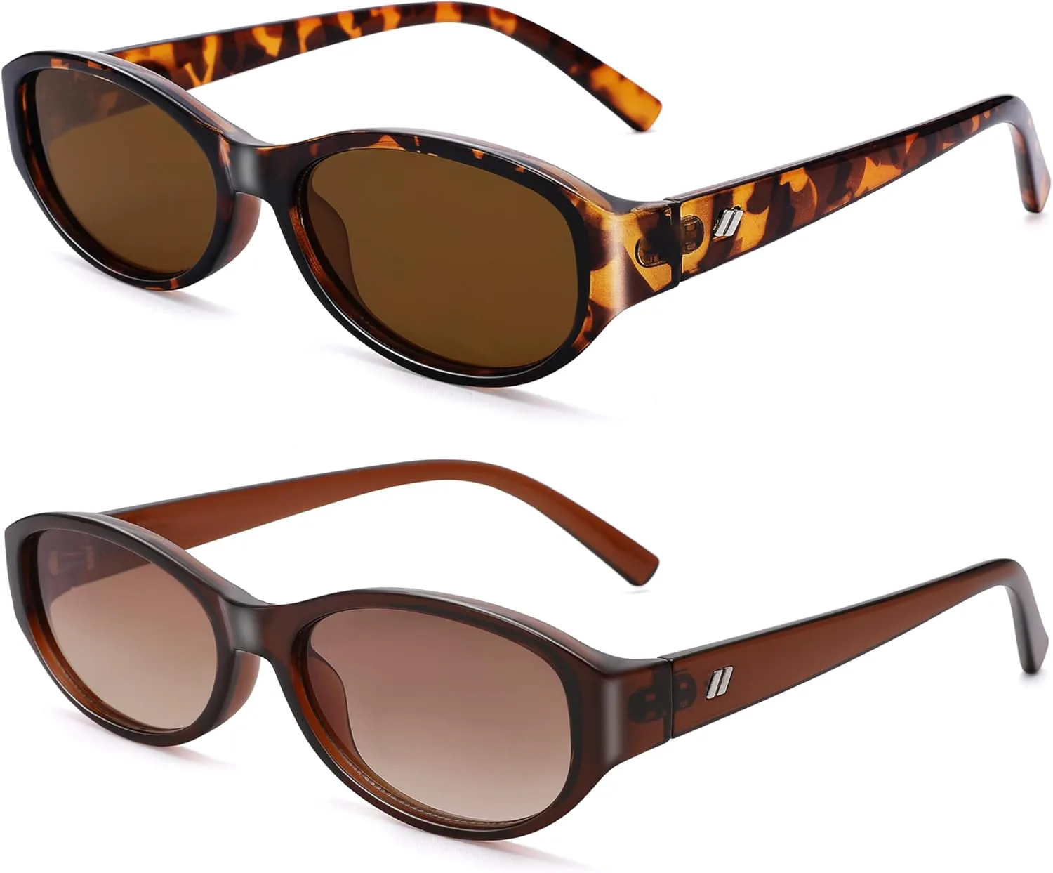 

Солнцезащитные очки NULOOQ в стиле ретро, ​​узкие овальные, для женщин, модные в 90-х, маленькие, "кошачий глаз", C2* (Leopard/Brown + Brown/Gradient Brown) - 2 Pack