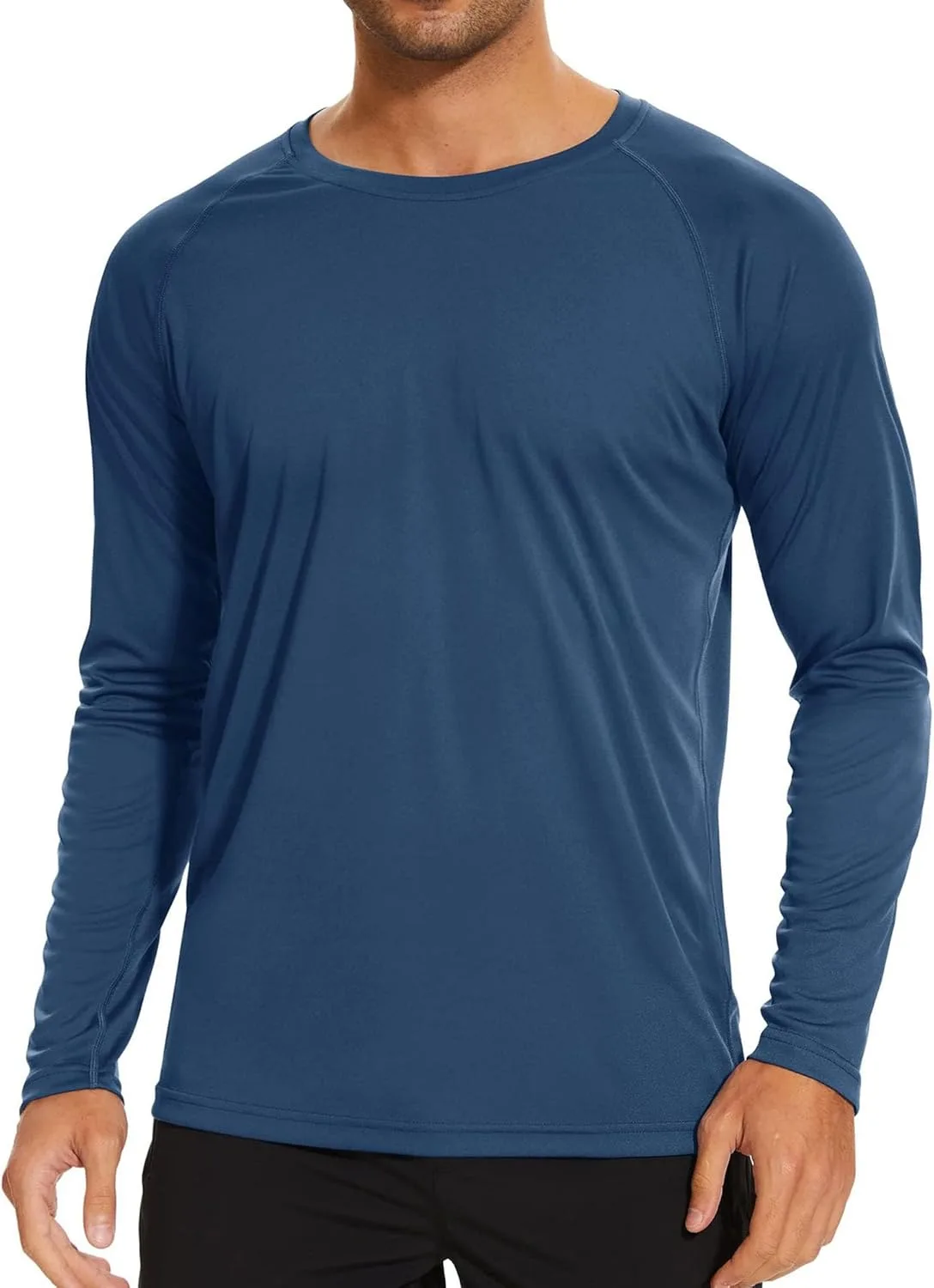 

Мужская легкая футболка с длинным рукавом для тренировок, быстросохнущая и дышащая QOAAIE