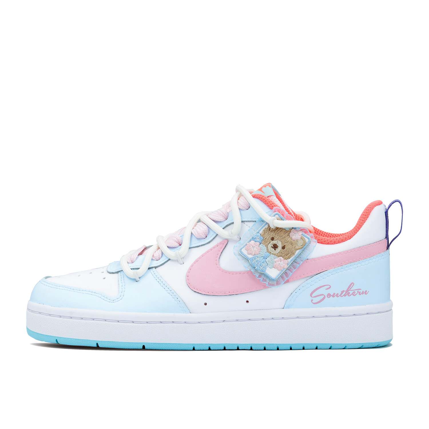 

Кроссовки Nike Court Borough Skateboarding Shoes Women's Low-top, голубой, Синий, Кроссовки Nike Court Borough Skateboarding Shoes Women's Low-top, голубой