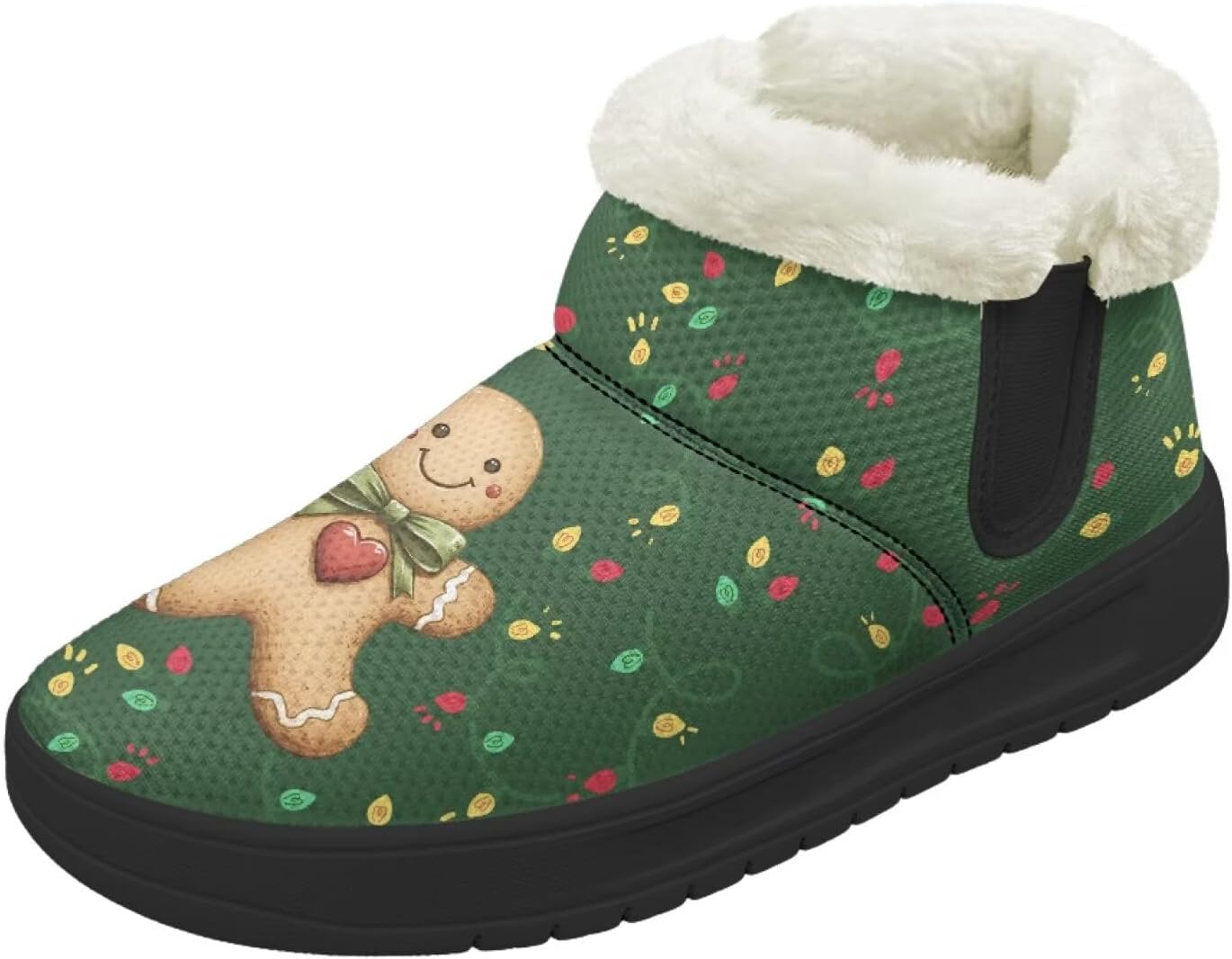 

Рождественские снежные ботинки Forchrinse для женщин и мужчин, зимние теплые ботильоны, удобные, с легким надеванием, походные ботинки, рождественская обувь, Christmas Gingerbread Man