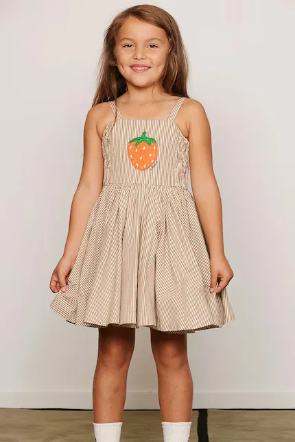Платье мини в полоску Poplin Mini Rodini, бежевый