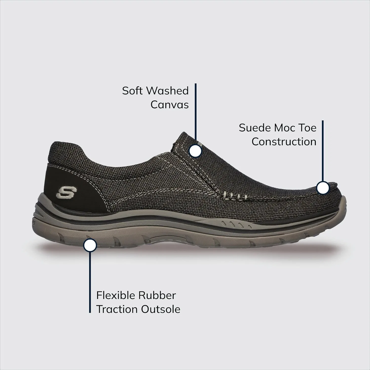 Мужские мокасины Skechers Expected Avillo, 2-Dark Brown — фото 4
