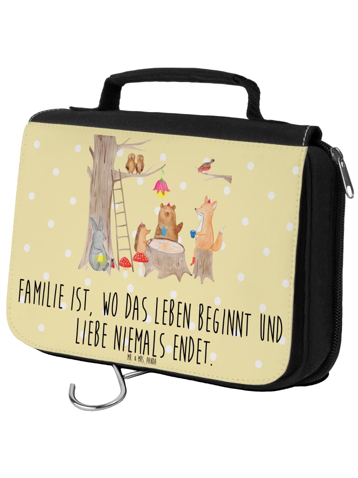 

Mr. & Mrs. Panda Косметичка с изображением лесных животных, пикника и надписью пастельно-желтого цвета