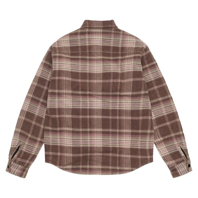 Рубашка Stussy Heavy Washed Plaid Long-Sleeve Shirt Brown, коричневый — фото 2