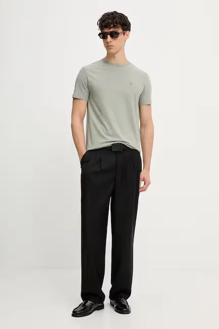 Футболка из эластичного хлопка Calvin Klein, зеленая — фото 2