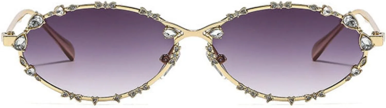 

Солнцезащитные очки Willochra маленькие круглые со стразами для женщин в стиле 90-х, блестящие, в стиле хиппи-диско, модные овальные солнцезащитные очки, C4