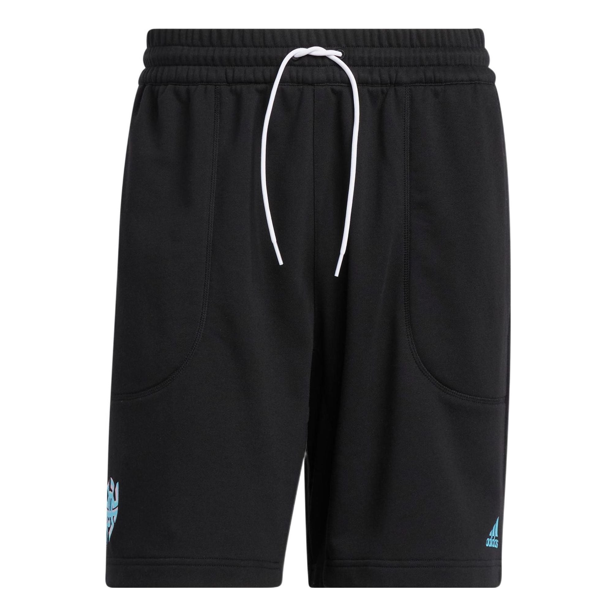 

Шорты Men's adidas Don Dream Short Solid Color Logo Printing Drawstring Lacing Straight Shorts Black HG4420