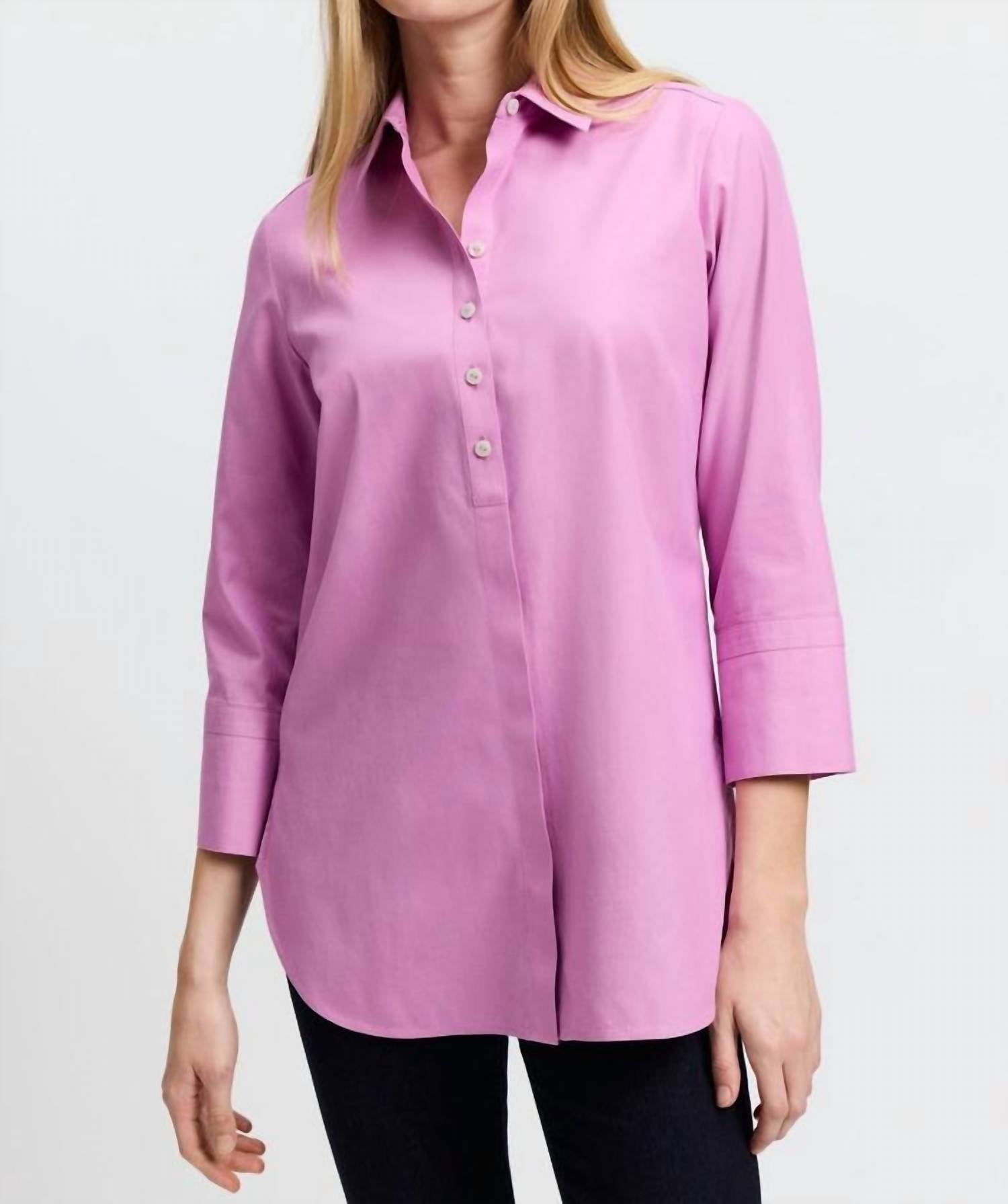 

Туника Madison No Iron Pinpoint с рукавом 3/4 цвета розовый кварц Foxcroft