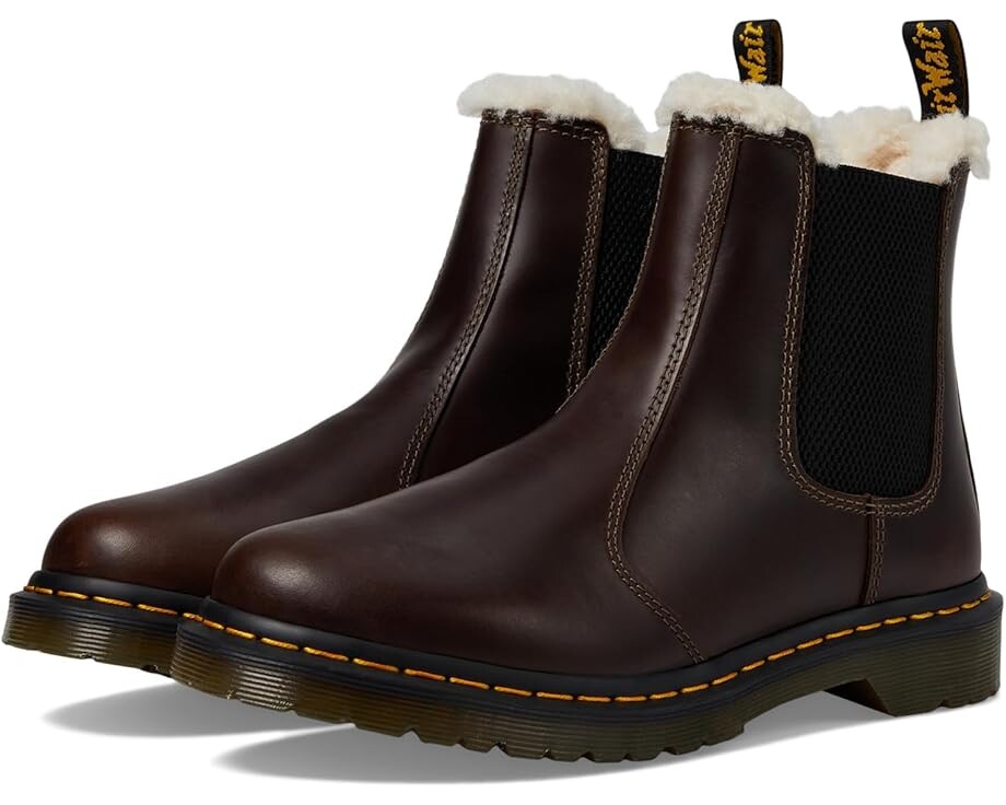 Ботинки Dr. Martens 2976 Leonore Faux Fur, темный хаки