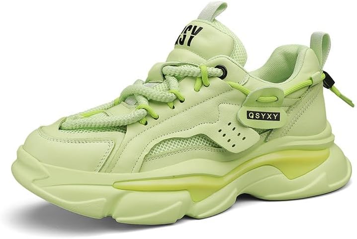 

Мужские модные кроссовки на шнуровке, комфортные повседневные прогулочные туфли, кроссовки на массивной подошве из ПУ и сетки, теннисные кроссовки Hhhchpm, зеленый