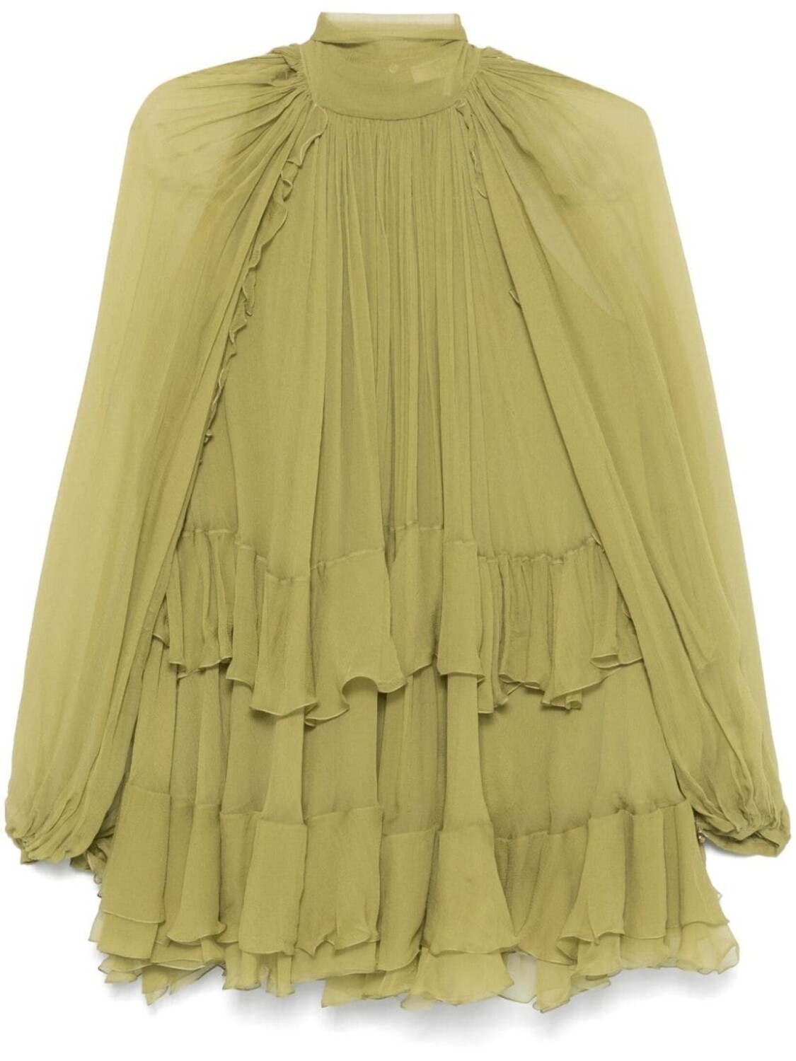 

Chloé платье мини с оборками, зеленый
