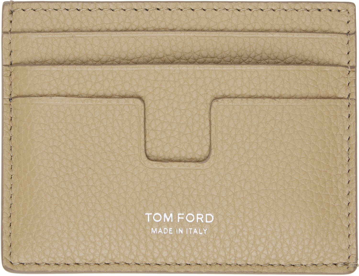 

Классический держатель карт из бежевой зернистой кожи TOM FORD, Dune