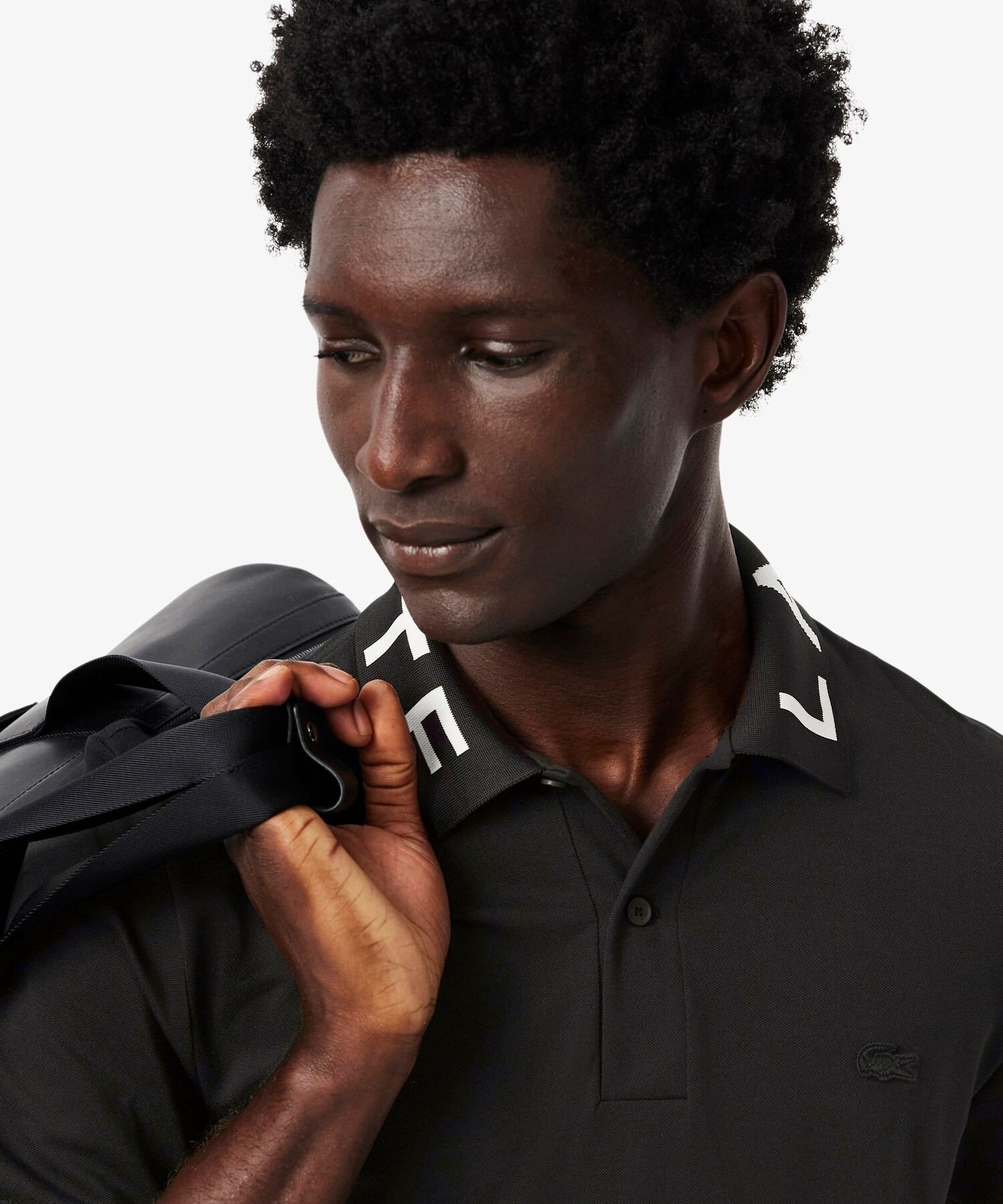 Рубашка-поло LACOSTE с жаккардовым воротником, Black — фото 2
