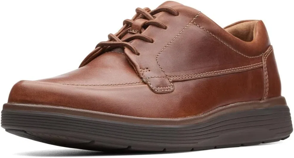 Clarks UN-Wohnstätte Lightness Мужские повседневные кожаные туфли на шнуровке, Dark Brown Leather