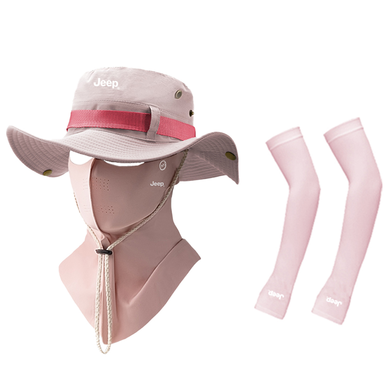 

Jeep Унисекс шапка от солнца из полиэстера, Pink Sun Protection Three-Piece Set
