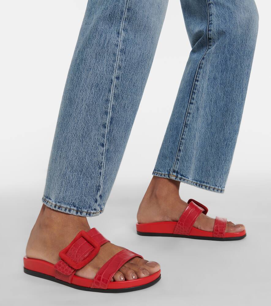 Майфу сандалии из кожи с эффектом крокодила Manolo Blahnik, 6204 Bred/6208 Bred — фото 4