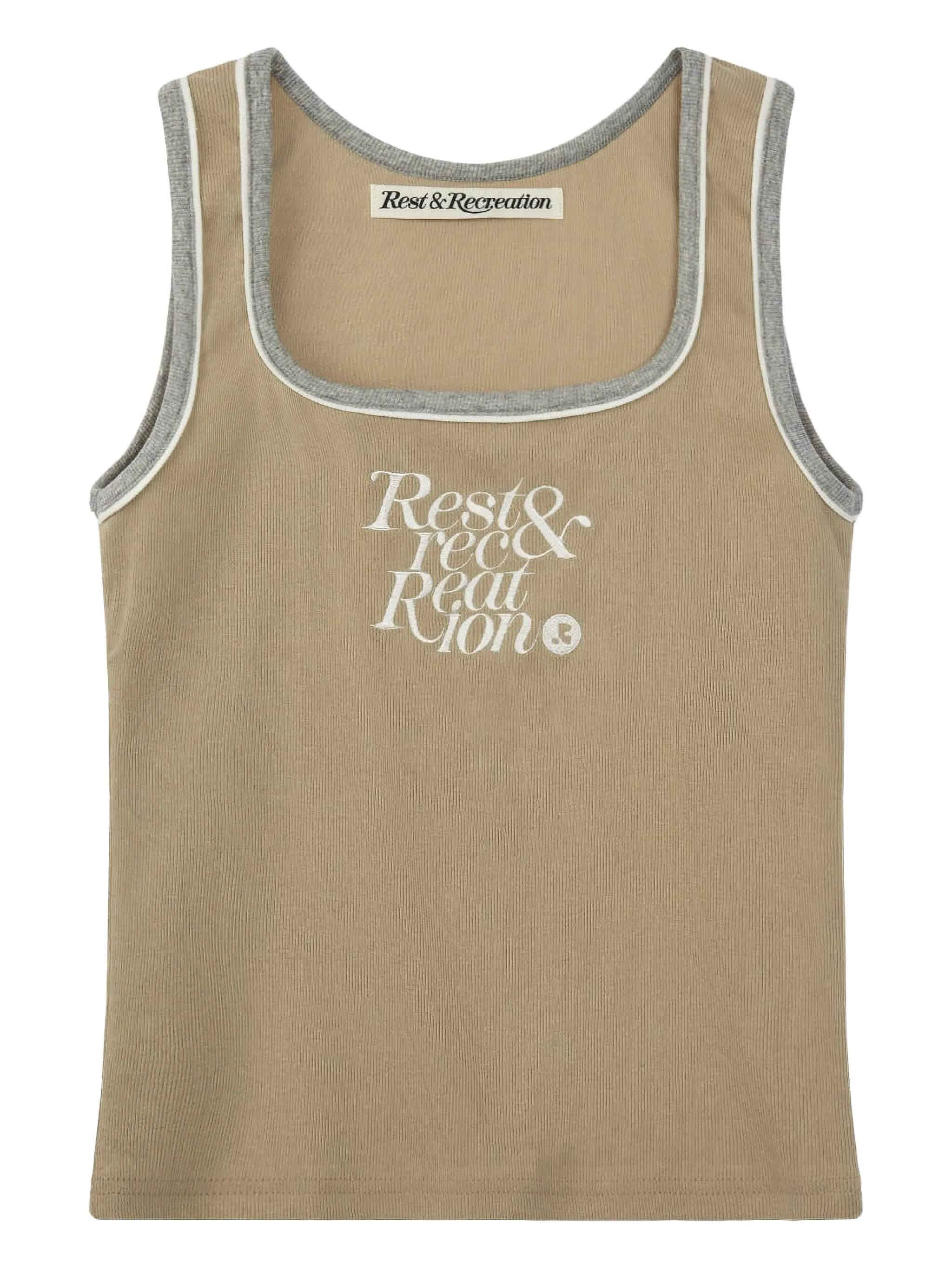 

Топ в рубчик с квадратным вырезом Rest&Recreation, коричневый