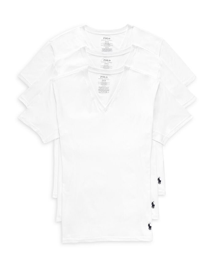 

Классические майки Polo Ralph Lauren с V-образным вырезом, 3 шт, белый