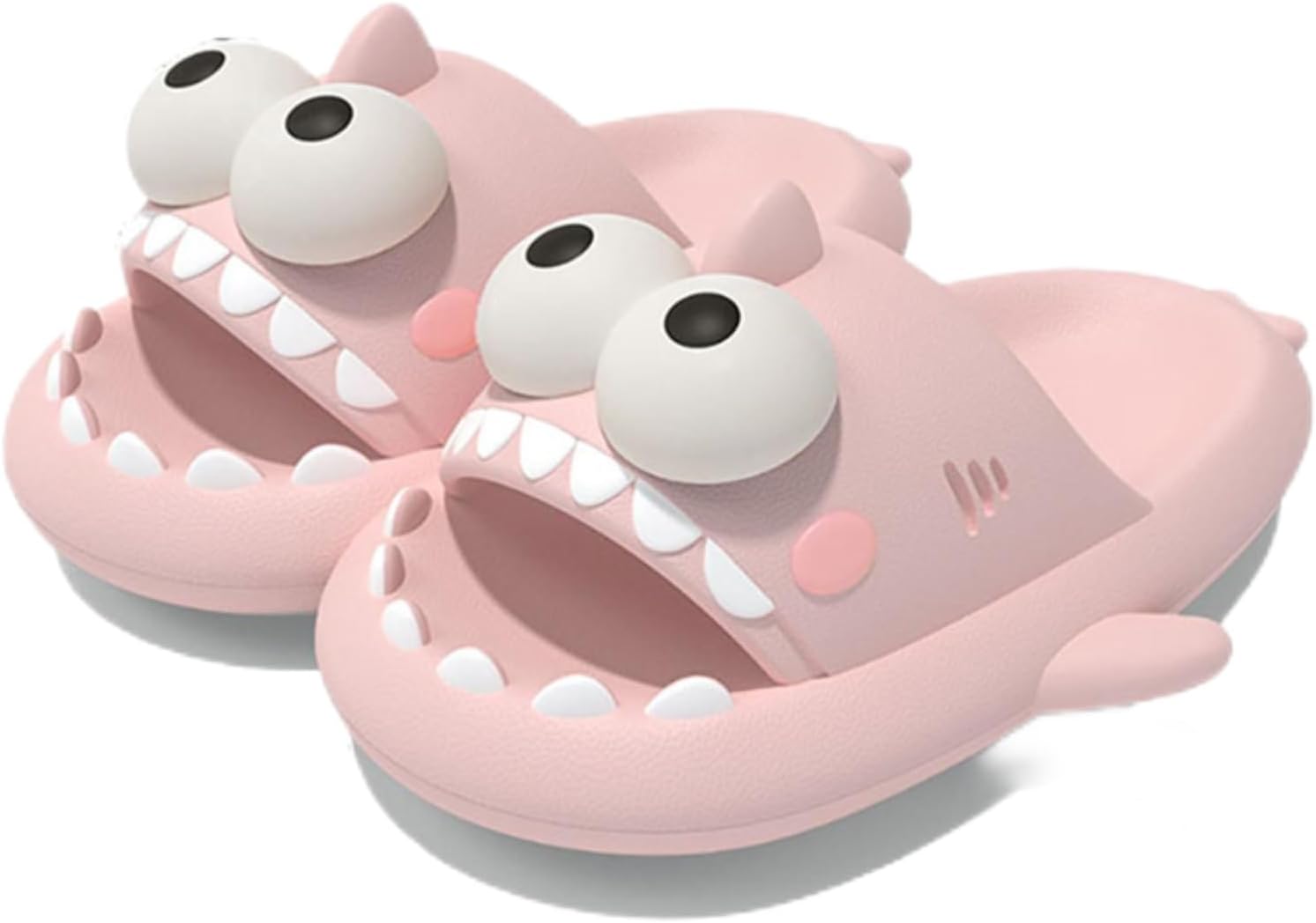 

Тапочки с большой глазастой акулой, оригинальные милые забавные 3D тапочки с большой глазастой акулой, нескользящие Шлепацы с акулой для мужчин и женщин Generic, розовый