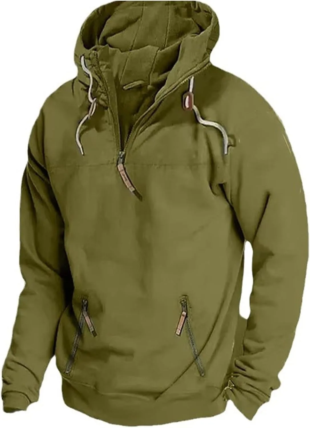 

Мужская толстовка с капюшоном и молнией до половины, теплая, с длинными рукавами и карманами на молнии