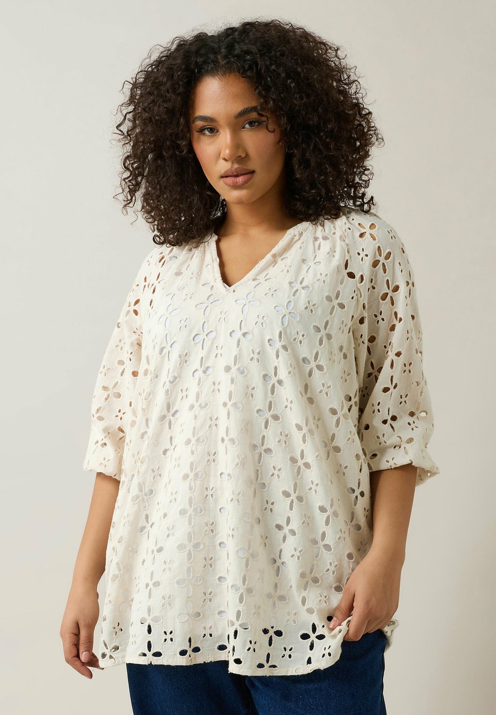 

Блуза LONG SLEEVE BRODERIE Evans, кремовый