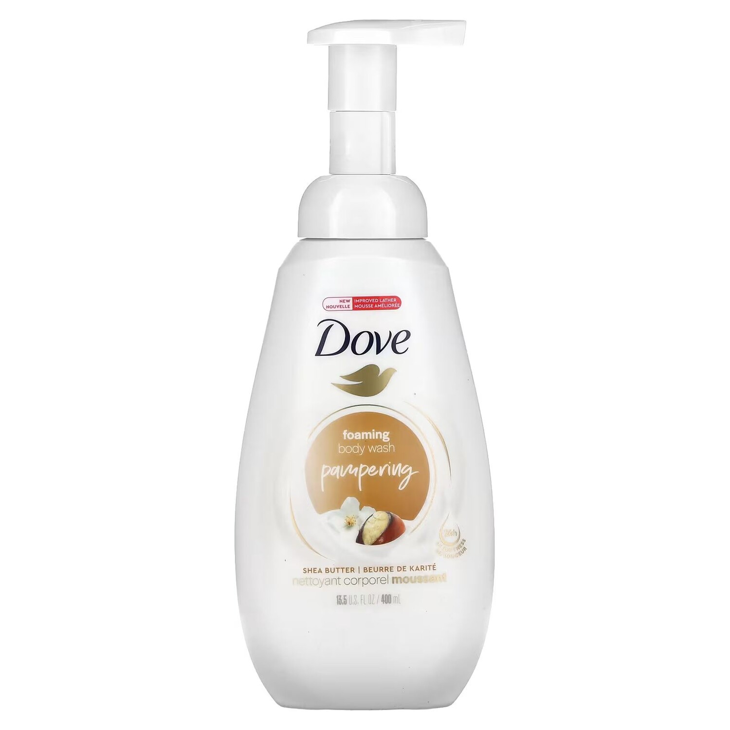 

Пенка для душа, уход за телом, масло ши, 13,5 жидких унций (400 мл) Dove