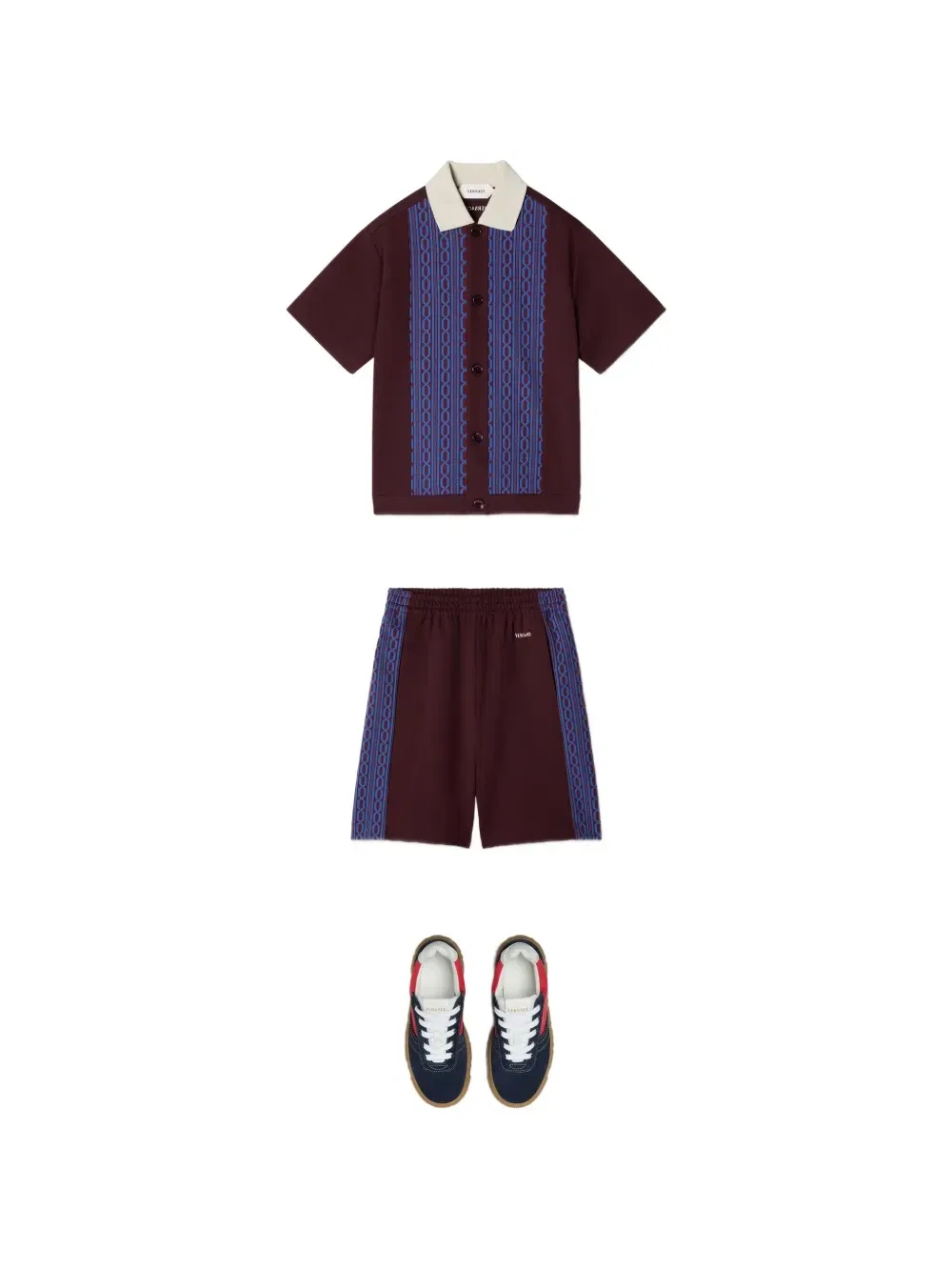 Рубашка Milano-stitch с жаккардовым вышитым логотипом VERSACE, красный — фото 4